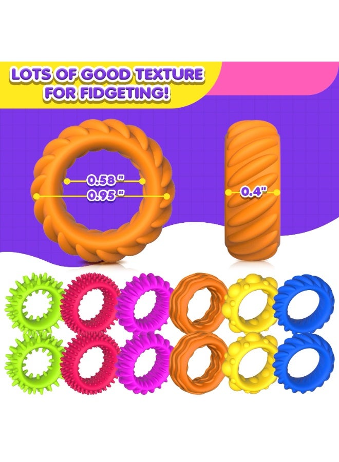 Mordely Fidget Ring Sensory Toys for Kids with Autism - Quiet Anxiety Fidgets for Classroom 12 Pack - Image 4